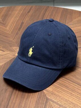 Polo by Ralph Lauren Navy Cap with Yellow Pony Embroidery